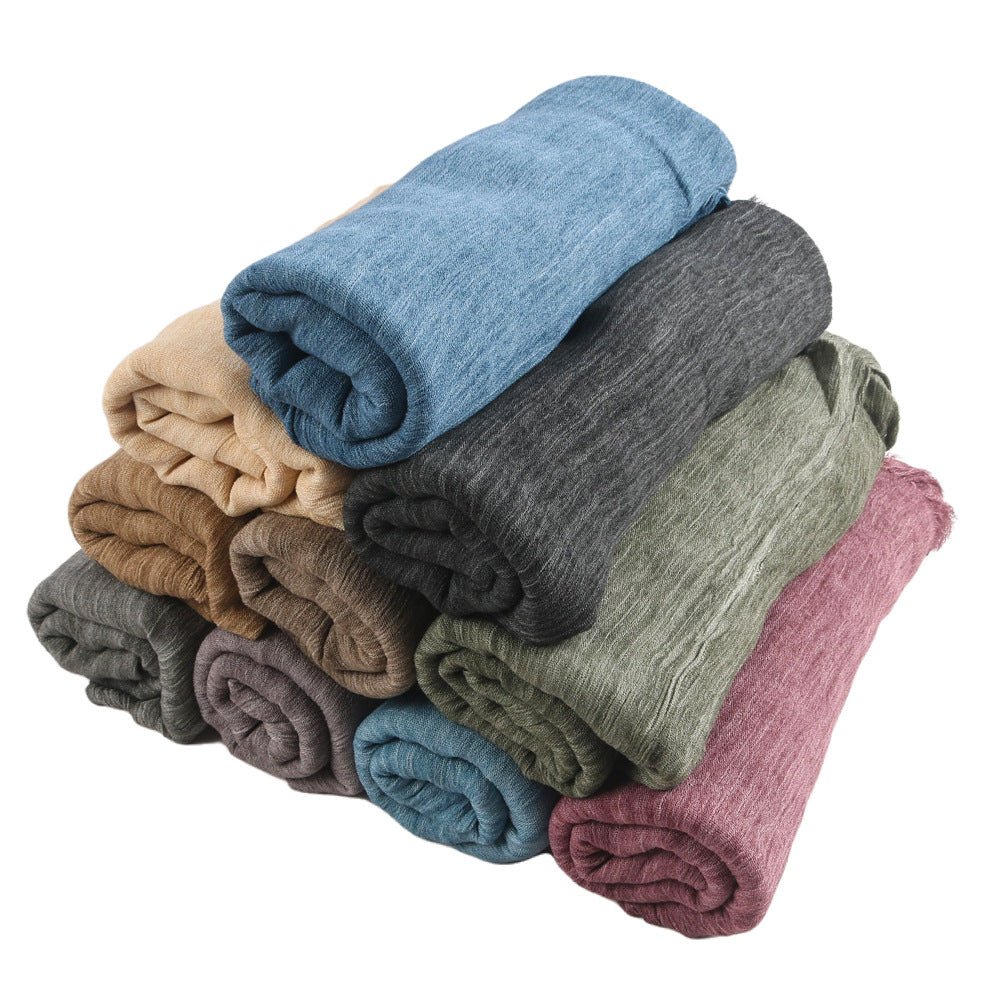 Hijab en Rayonne Texturée Froissée Coloris Unis Hijab Enveloppant Respirant pour Femme (MH145)