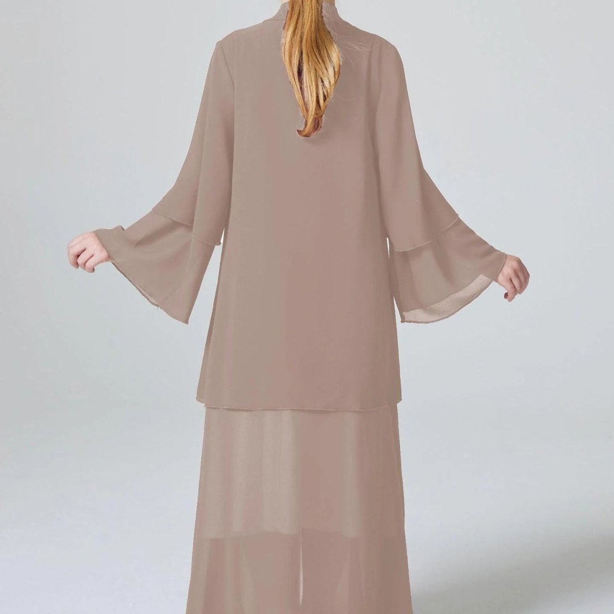 Abaya Ouverte pour Fillette en Mousseline Deux Épaisseurs (MKG007)