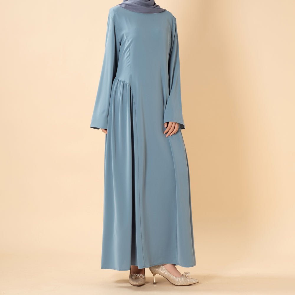 Robe Nida Évasée Maxi avec Jupe Patineuse Plissée & Manches Cloche Larges (MS435)