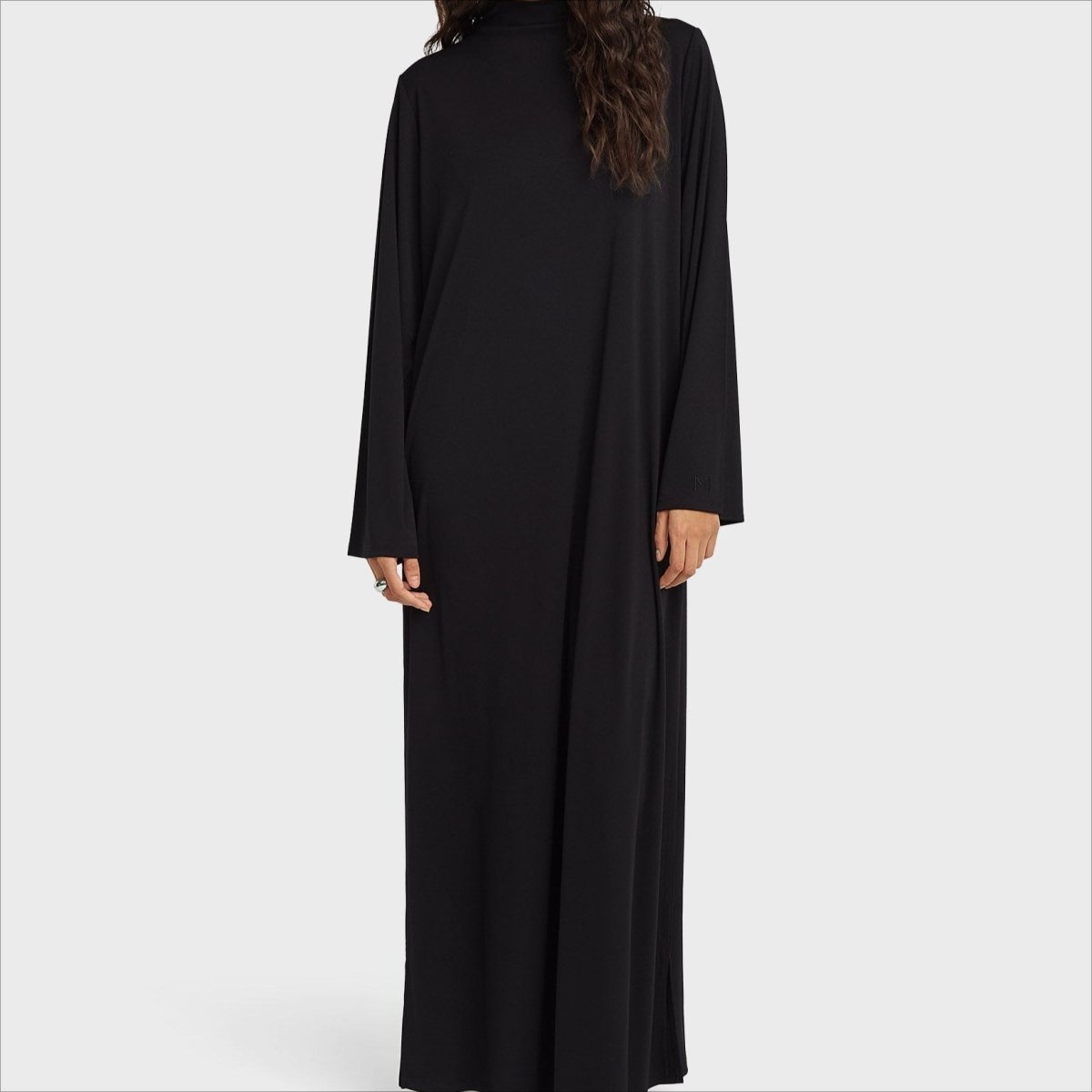 Robe Maxi Pull-over Élégante à Demi-Col Roulé | Robe Unie Coupe Ample avec Poches Cachées (MA313)