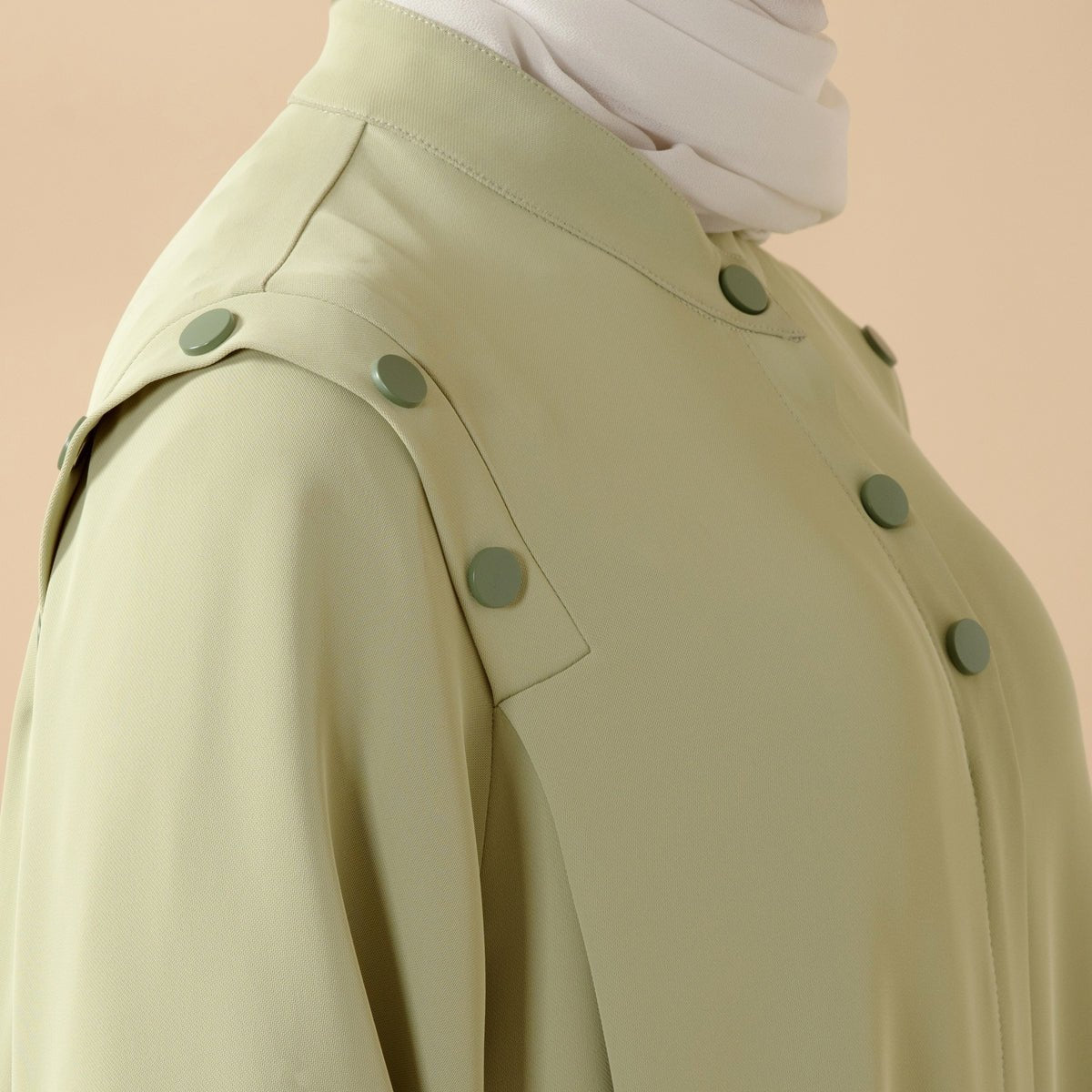 Abaya Pull Boutonnée à l'Épaule Coloris Macaron (UKMA083)