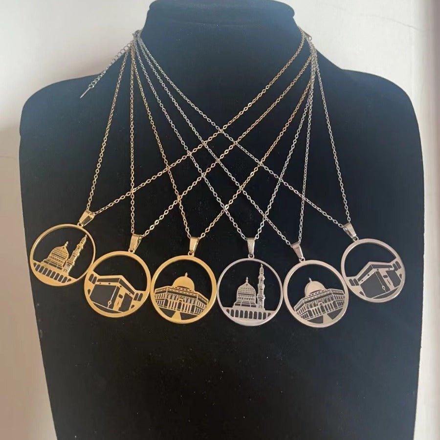 Collier MAC111 en acier inoxydable à motif de mosquée