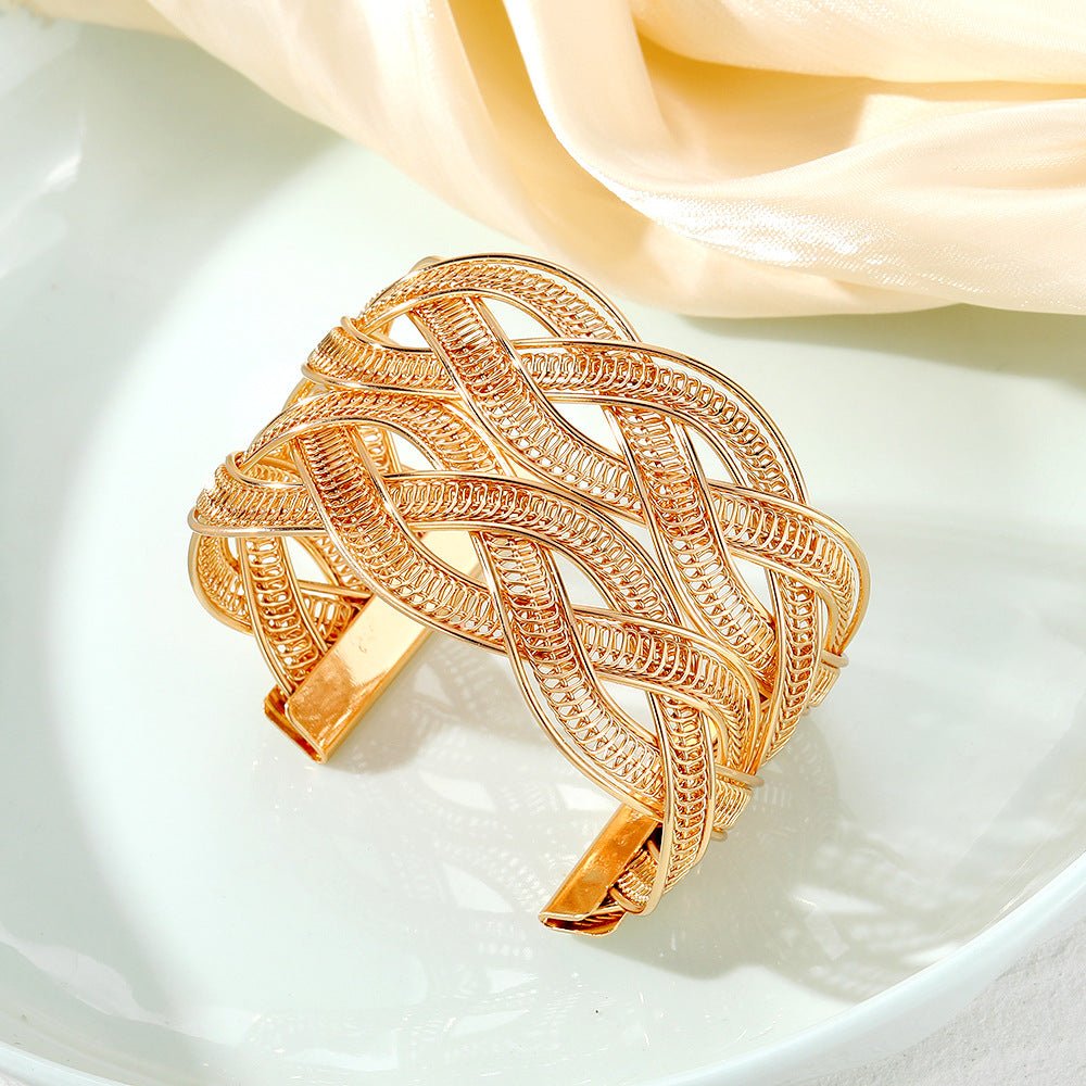 Bracelet large en maille tressée en alliage réglable (MAC208)