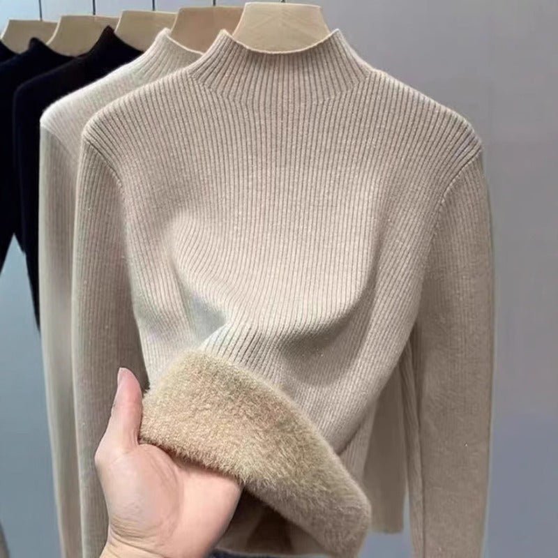 Pull Col Montant Doublé en Molleton | Haut de Base Épais pour l'Hiver (MS159)