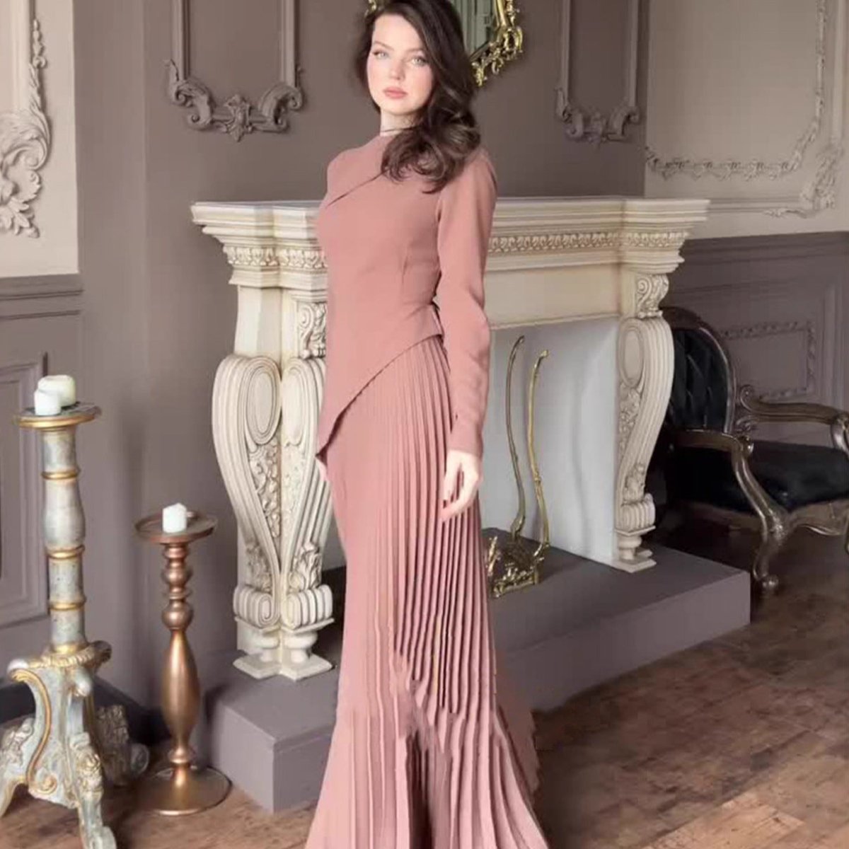 Robe péplum asymétrique (MS319)