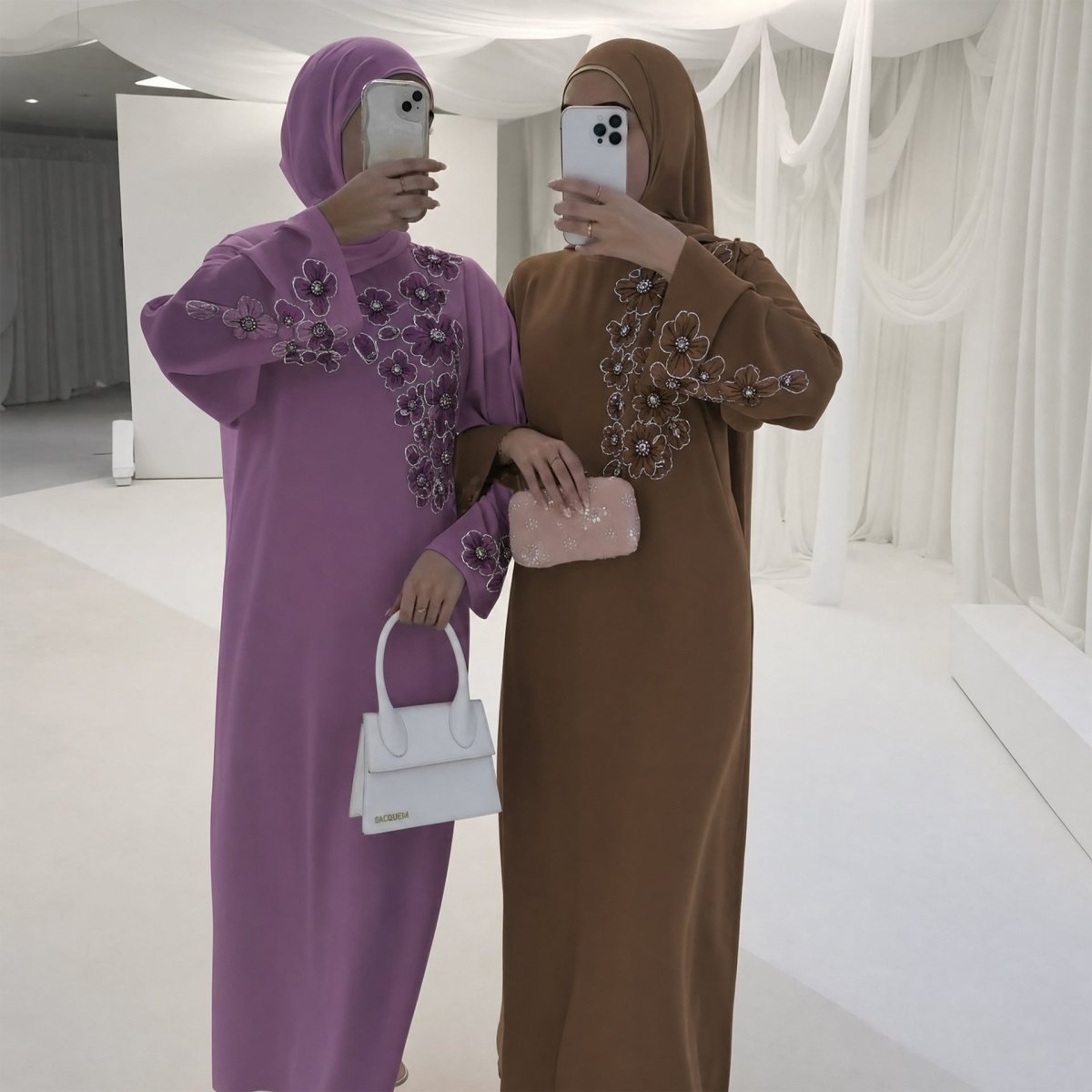 Robe Maxi Floral 3D Perlée à la Main (MA466)
