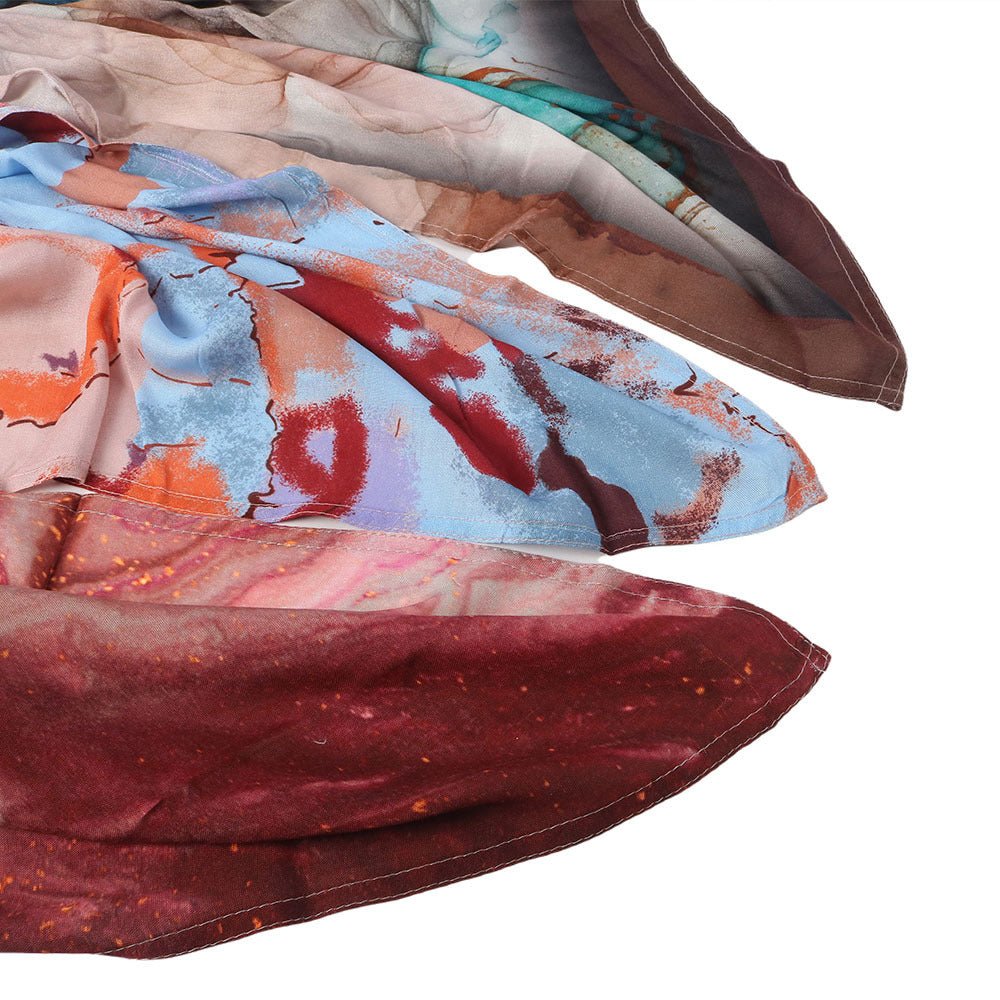 Hijab en coton artistique aquarelle avec motifs floraux peints (MH144)