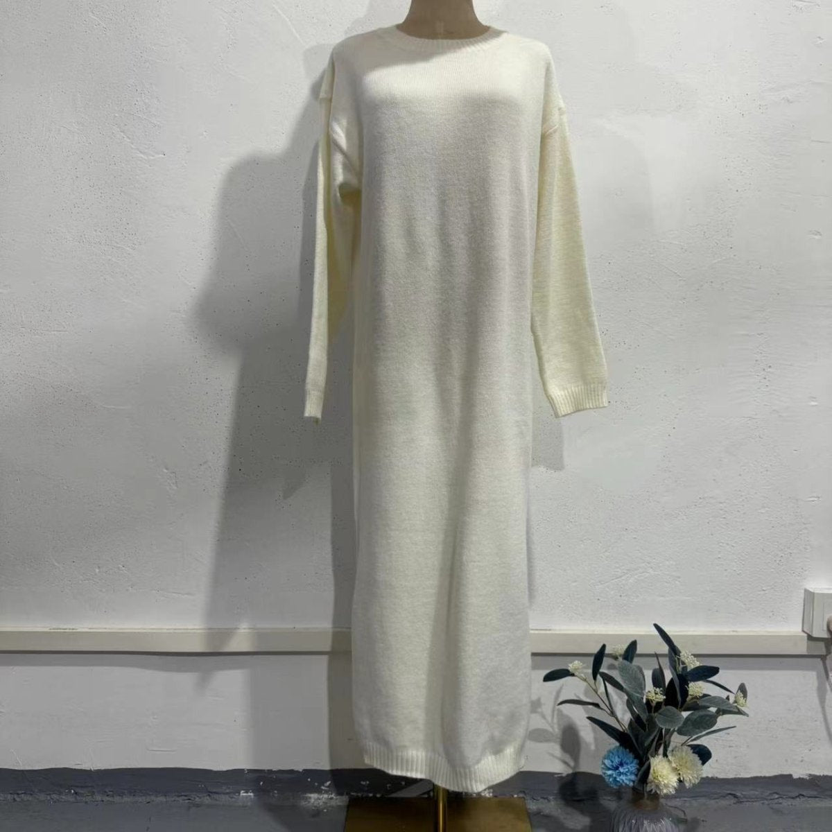 Robe Maxi en Tricot Côtelé (MS443)