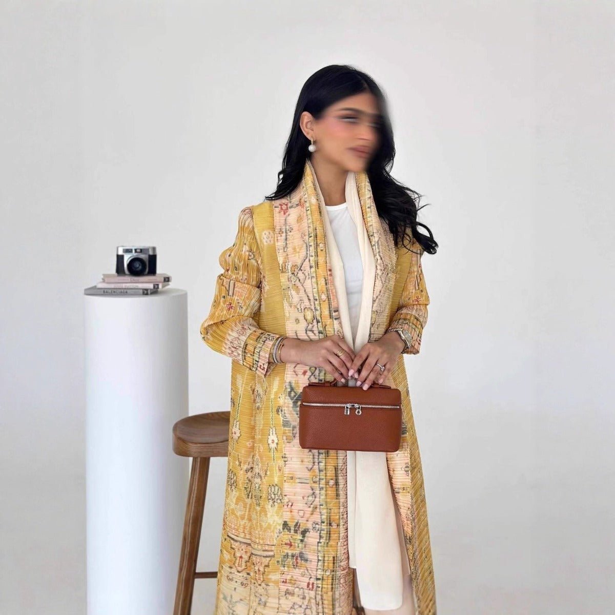 Trench-coat Musulman à Imprimé Floral - Veste Cape Robe Modeste pour la Ville (MOA212)