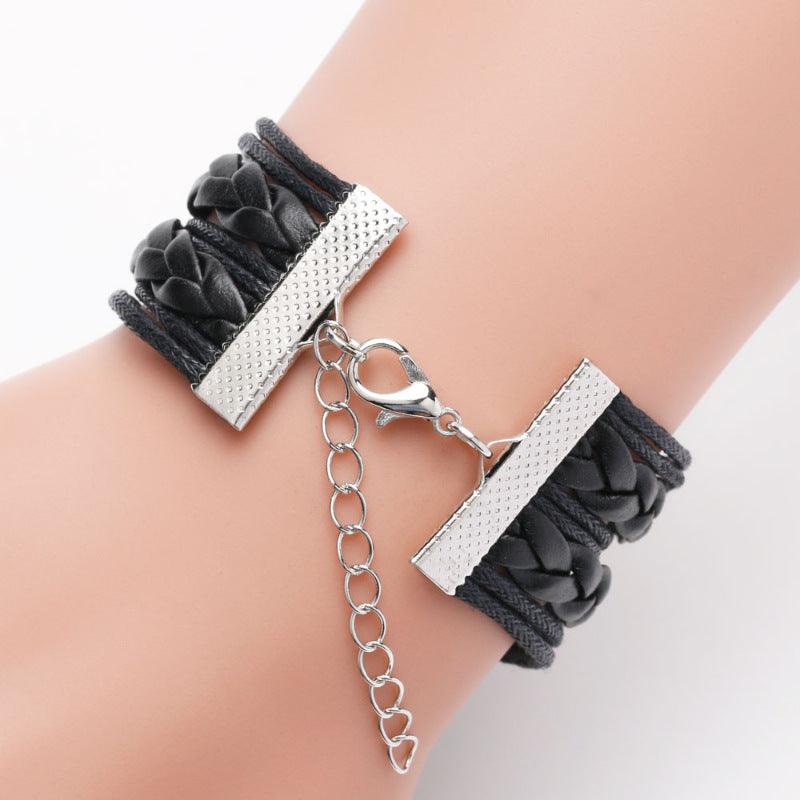 Bracelet multicouche motif keffieh drapeau palestinien avec pierres fines "time", "love" & ∞ (MAC080)