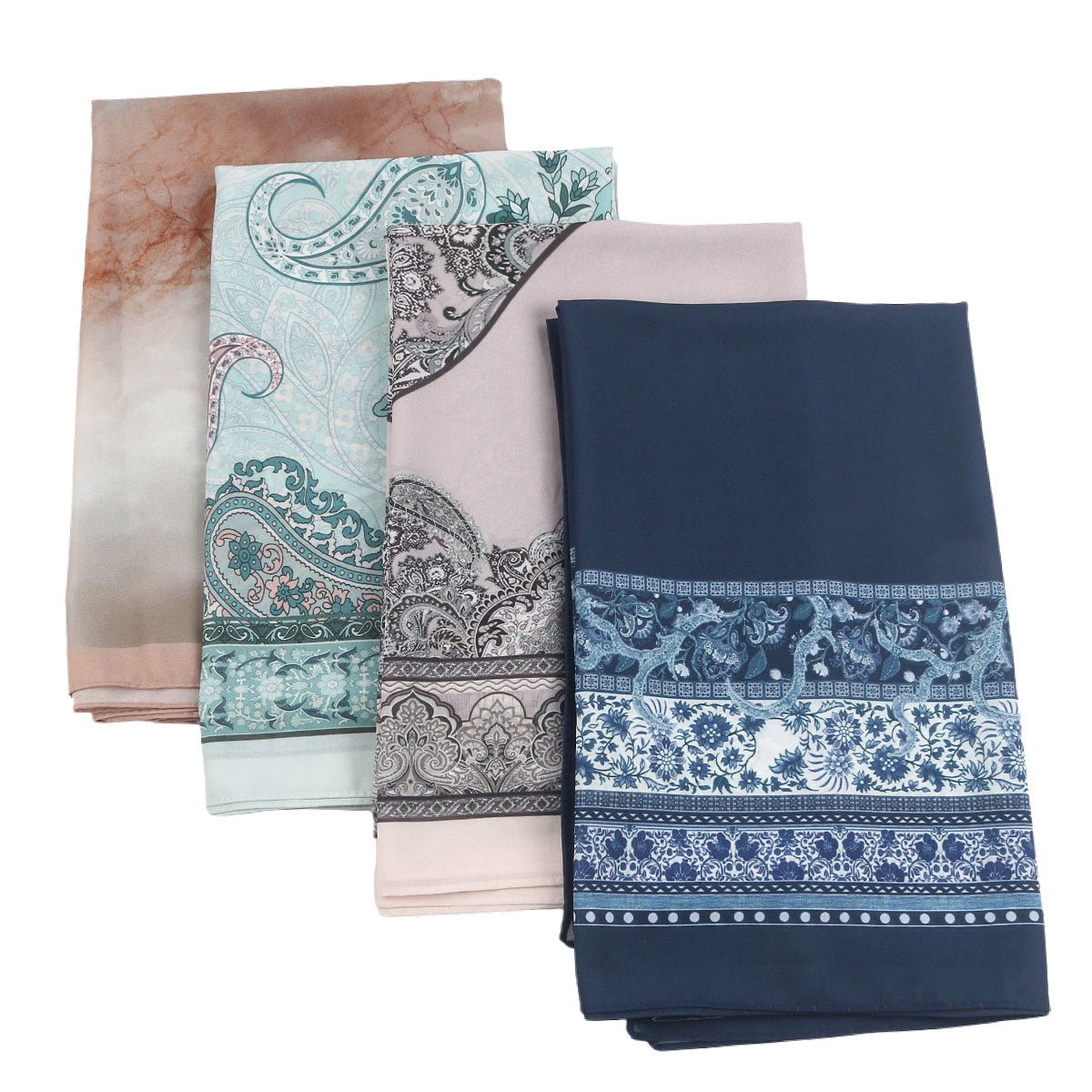 Écharpe Hijab en Mousseline Imprimée Élégante, Style Bohème, Respirante, Protection Solaire (MH136)