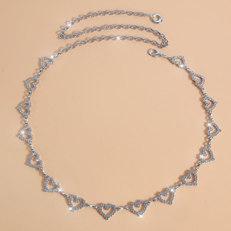 Chaîne de taille cœur en strass | Ceinture chaîne corporelle en cristal (MAC361)
