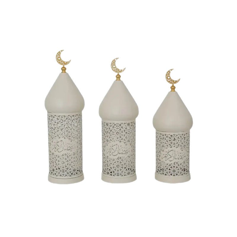 Lanterne Bougie Ramadan Eid en Métal Ajouré - Lampe Décorative (MAC380)