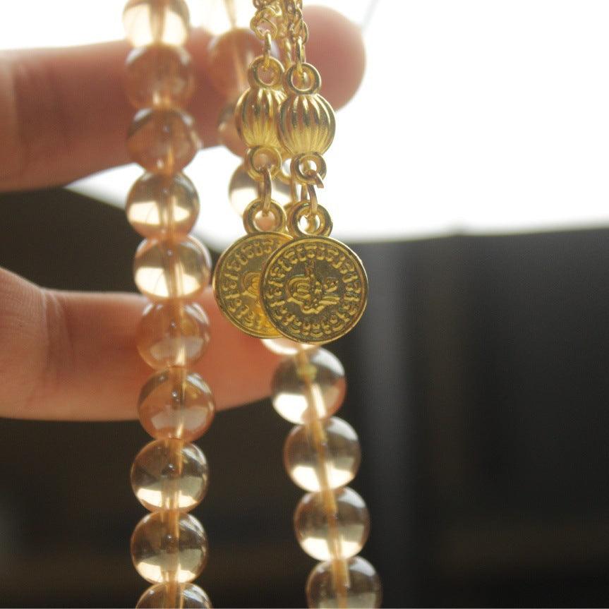 MR063 Tasbih en verre uni 33 perles