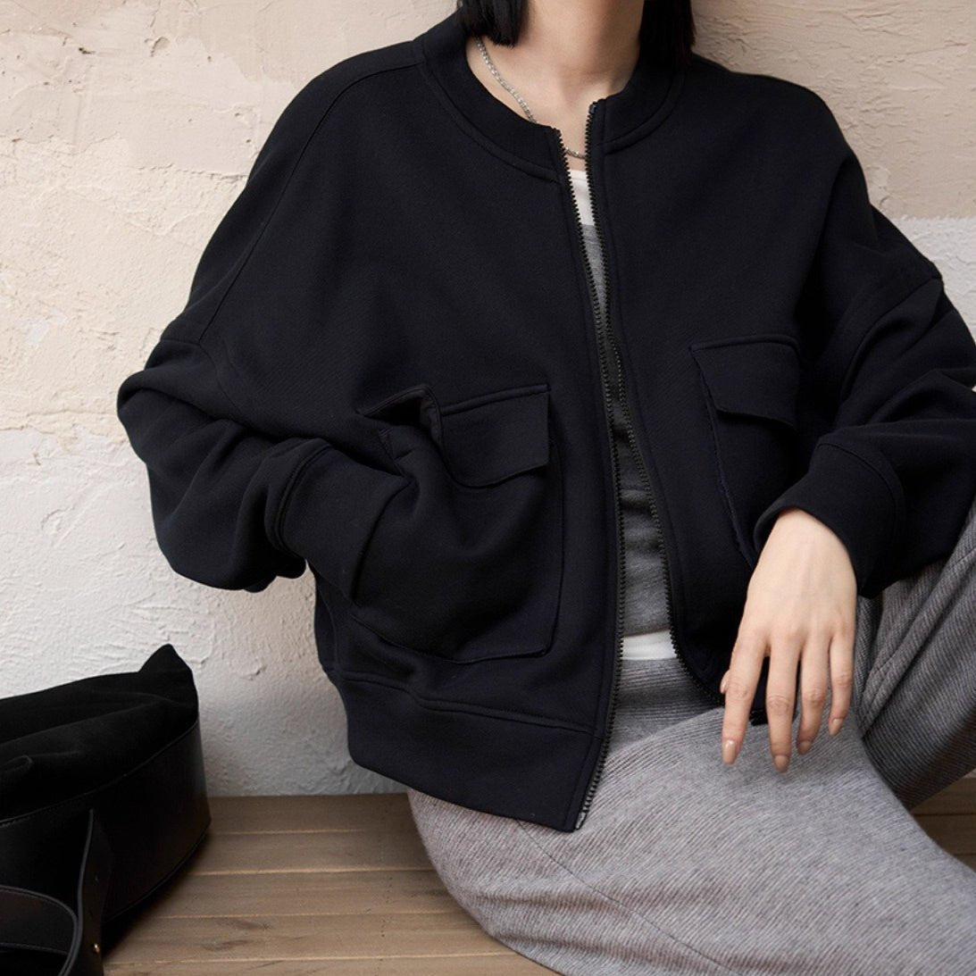 Veste Bomber Utilitaire | Veste à Poche Cargo Doublée en Polaire (MS245)