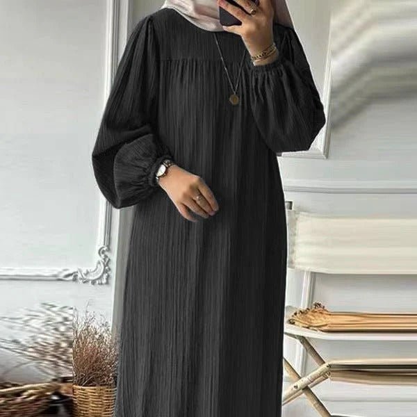 Abaya Plissée avec Ourlet Volanté (MA112)