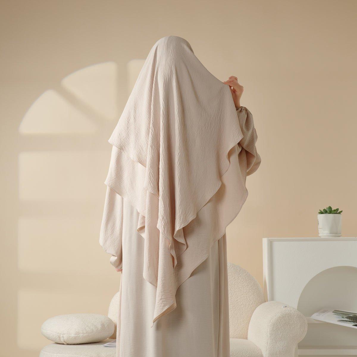 Nouveau Khimar Deux Couches en Crêpe (MK010)