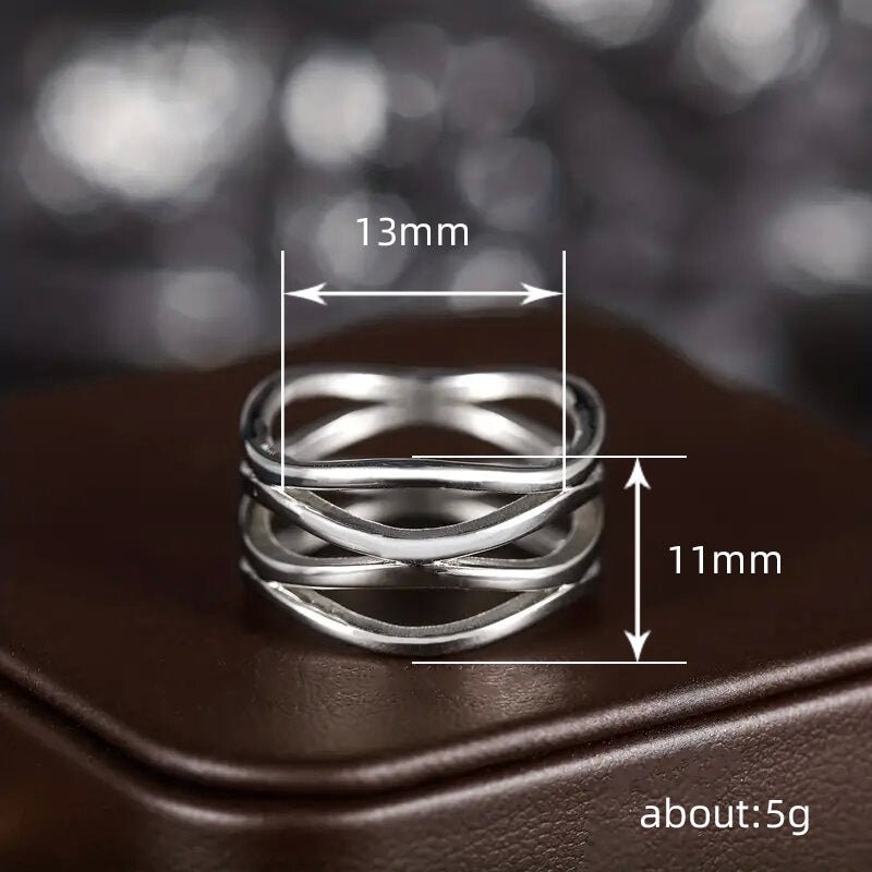 Bague ajourée MAC166 à lignes géométriques simples