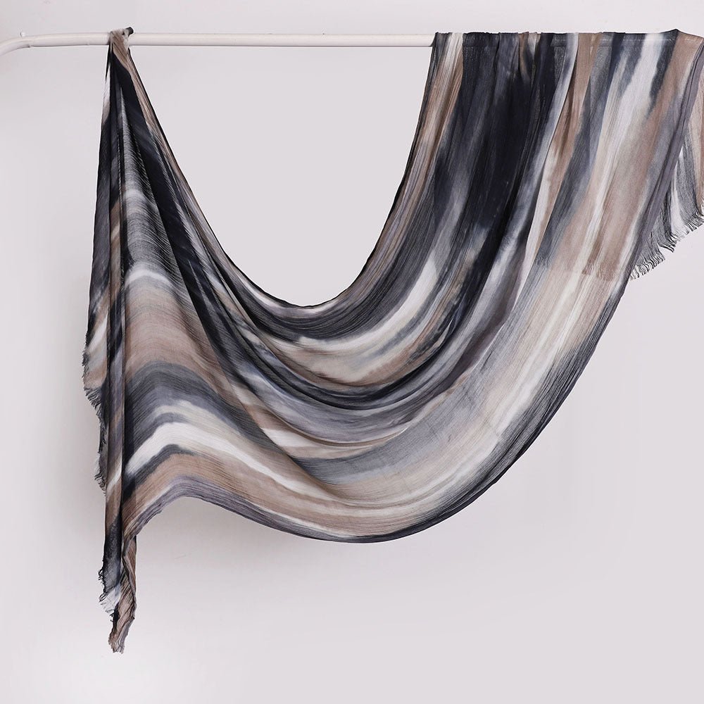 Hijab Châle Plissé Rayé Imprimé Polyvalent (MH180)