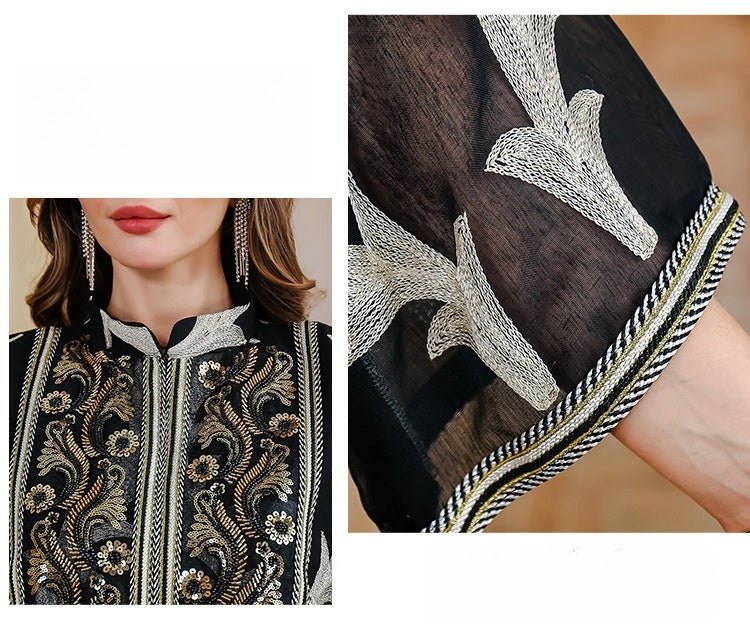 Abaya de soirée en mesh brodé (MA414)