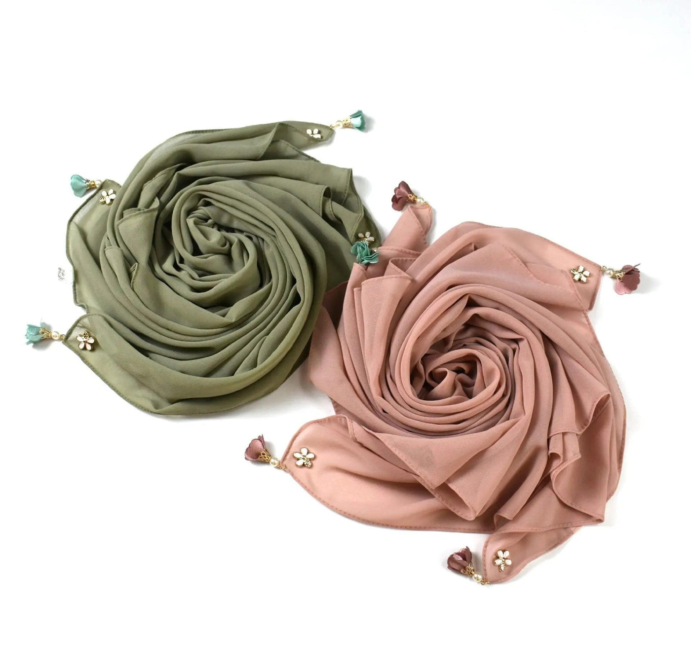 Foulard hijab carré en mousseline de perles (MH030)