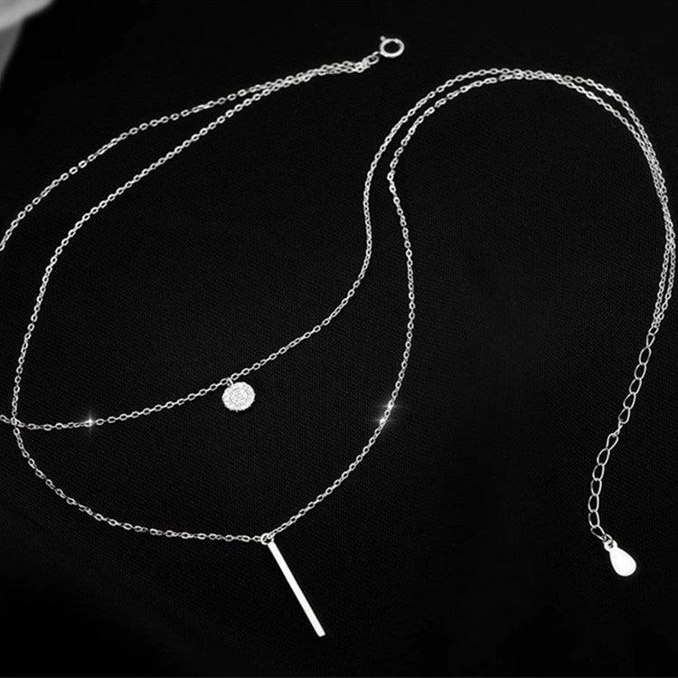 Collier double rond MAC133 avec diamants brillants carrés