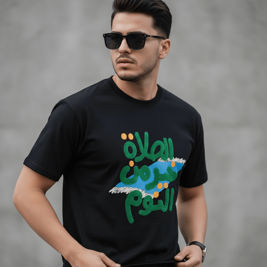 T-shirt à manches courtes au design artistique islamique (MS182)