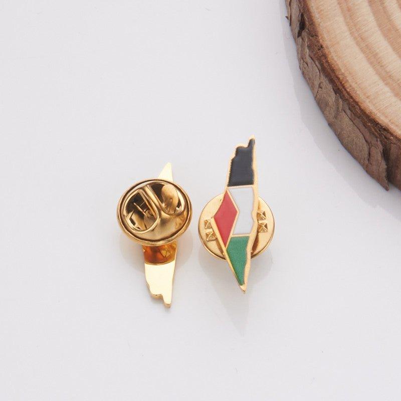 Broche MAC103 en Acier Inoxydable Carte de la Palestine Keffieh