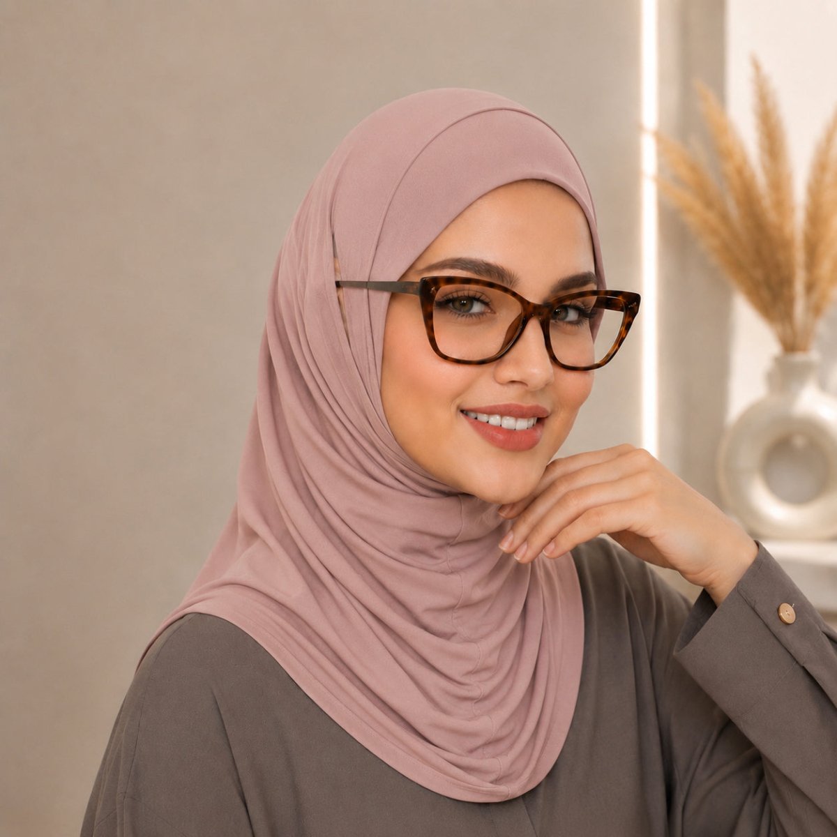 Stretch-Fit Instant Hijab — Coton Modal, Compatible avec Écouteurs (MH224)
