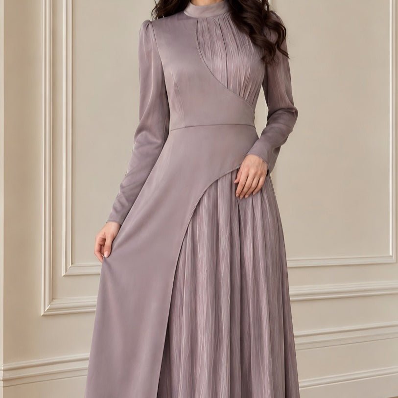 Robe Maxi Plissée Bicolore (MS504)