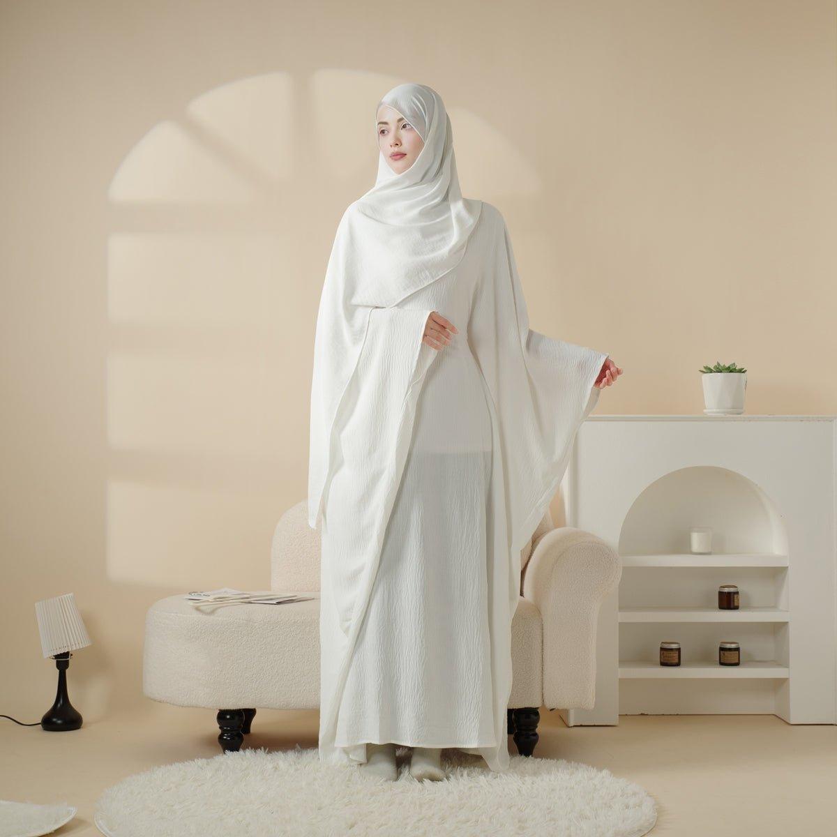 Abaya unie à manches papillon (MA048)