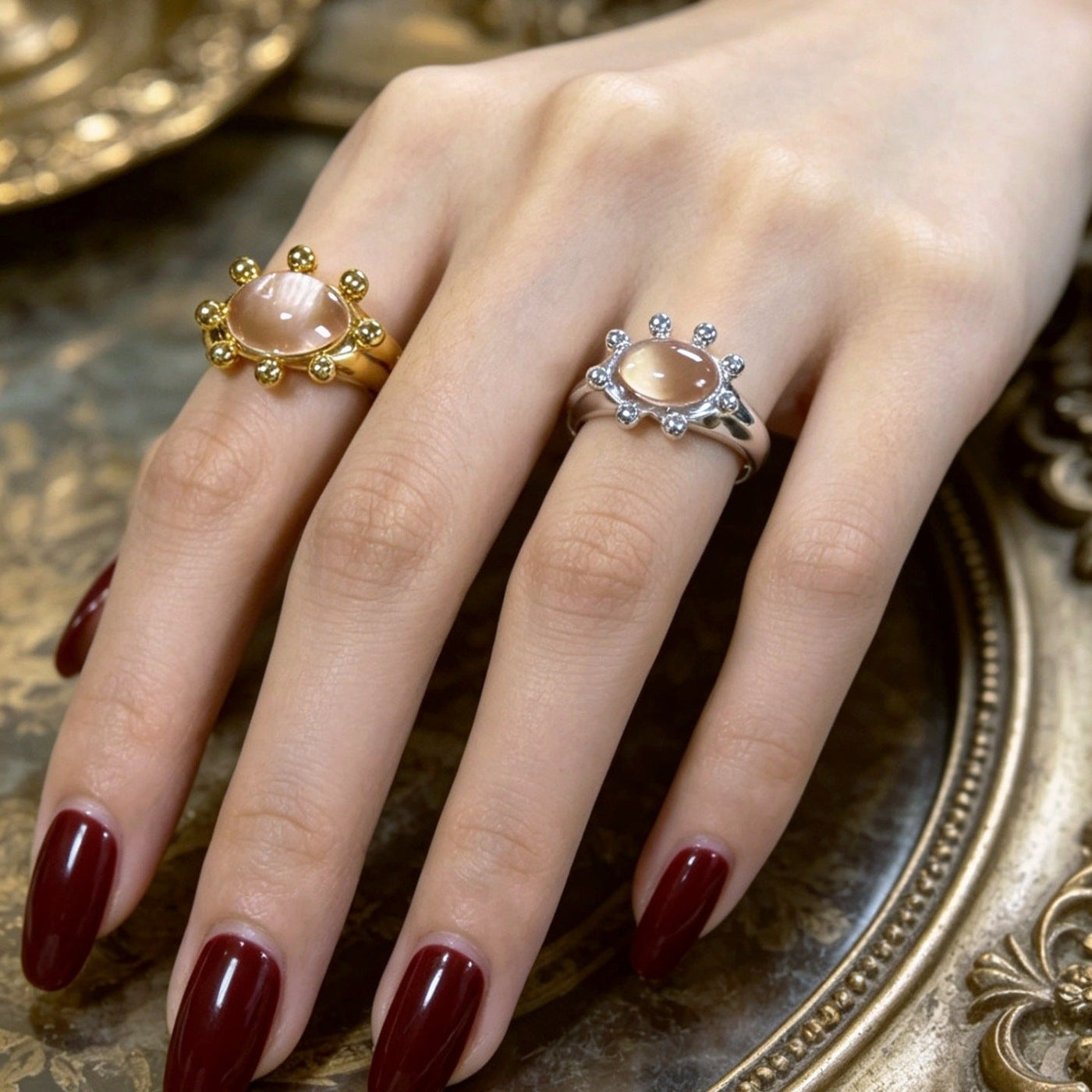 Bague Vintage Crab Sunburst Crystal Statement | Bague Ajustable (MAC483)