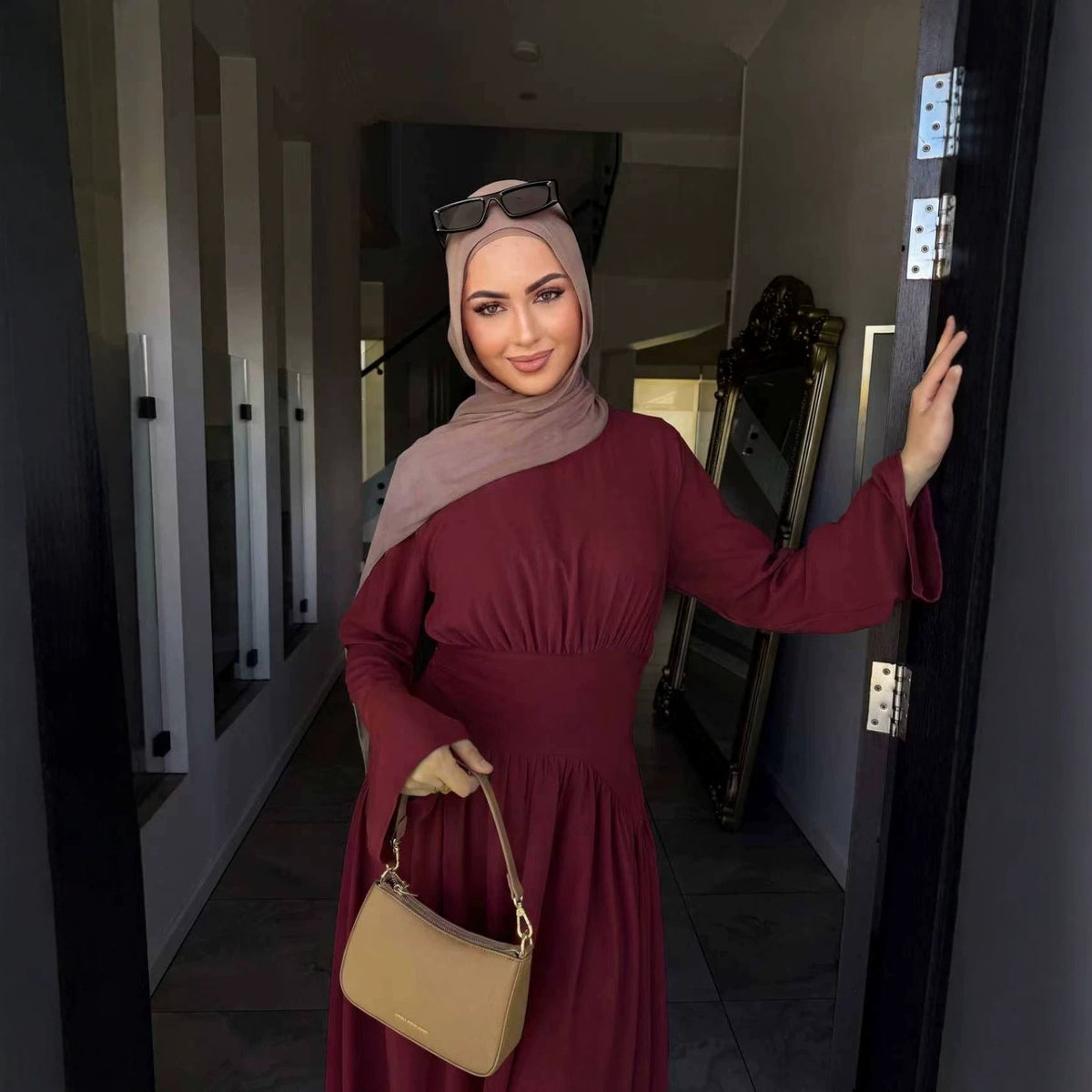 Robe Maxi Ice Silk Froncée à la Taille(MS521)