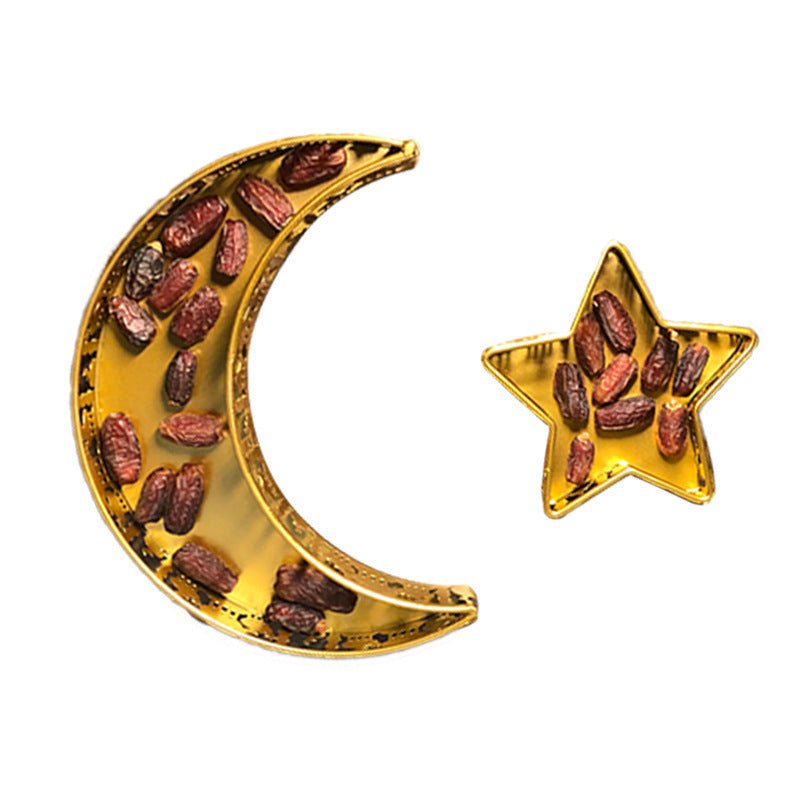Assiette à fruits en fer motif Étoile et Lune du Ramadan (MR073)