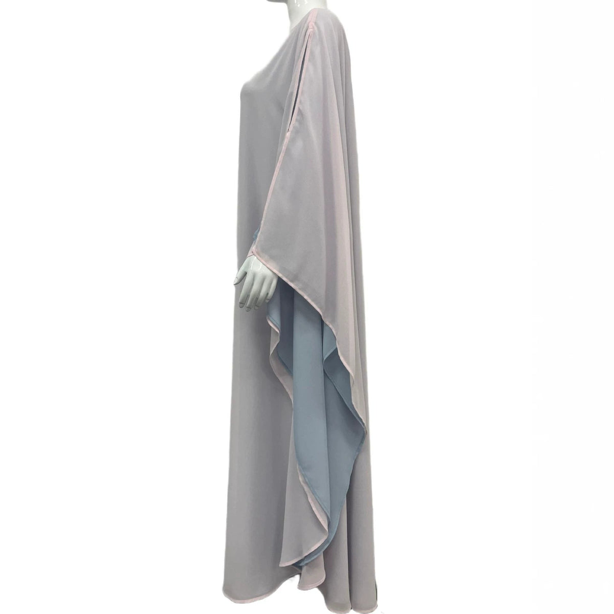 Robe Abaya Maxi à Manches Chauve-Souris Doubles Bicolore (MA467)