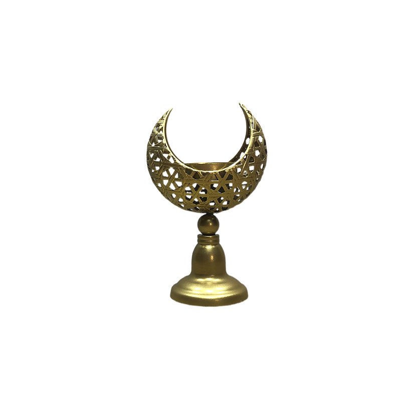 Bougeoir Lune Creuse – Accessoire Décoratif en Fer pour Ramadan (MAC379)