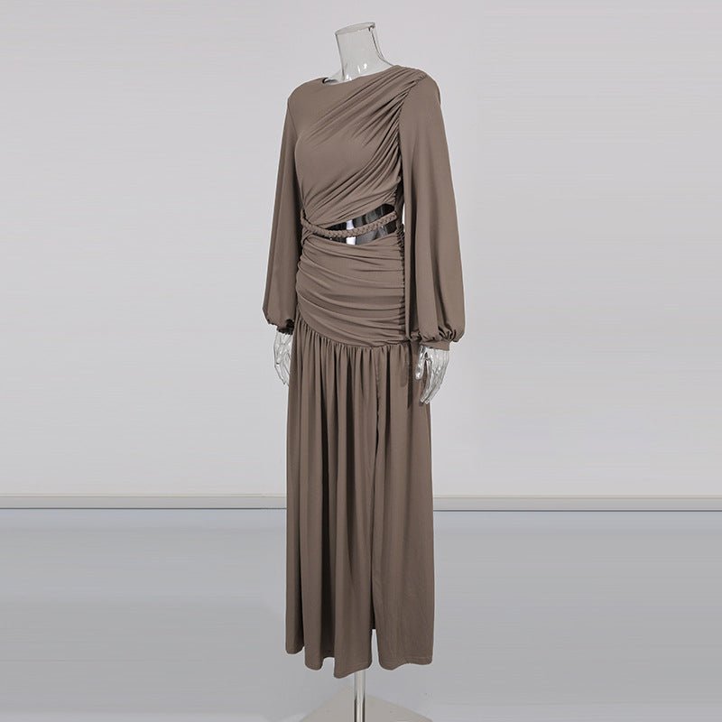 Robe froncée avec taille échancrée tressée (MS345)
