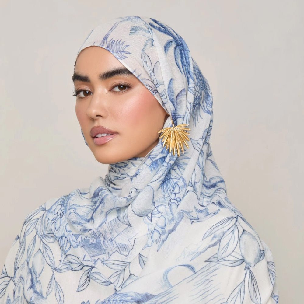 Foulard Hijab Imprimé Aquarelle Polyvalent, Doux et Respirant (MH165)