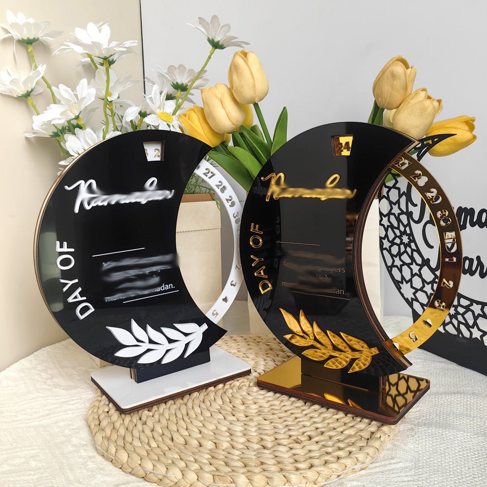 Décoration de table en bois avec compte à rebours rotatif pour Ramadan (MAC378)