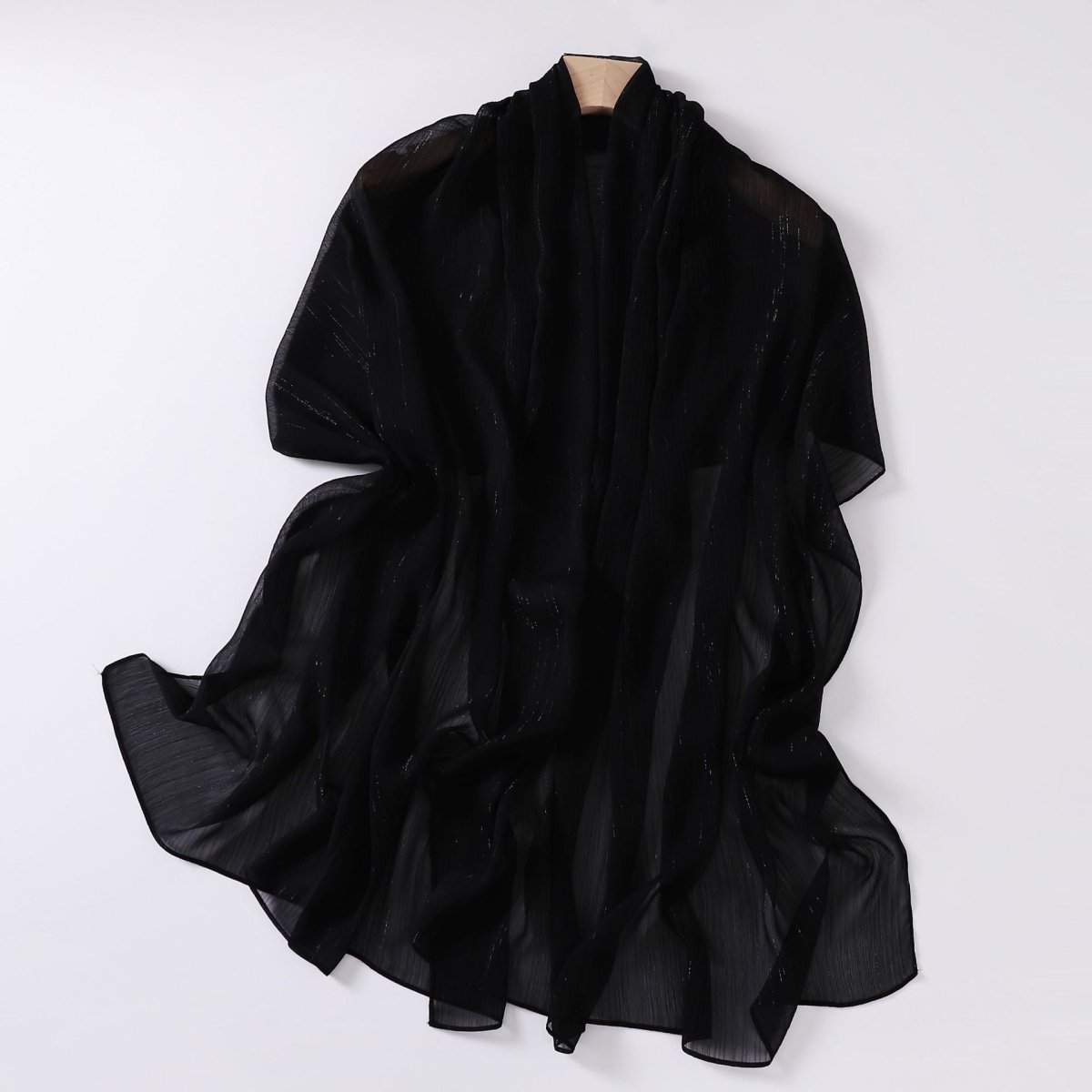 Foulard Effortless Grace Voile Chiffon Froissé Argenté (MH153)
