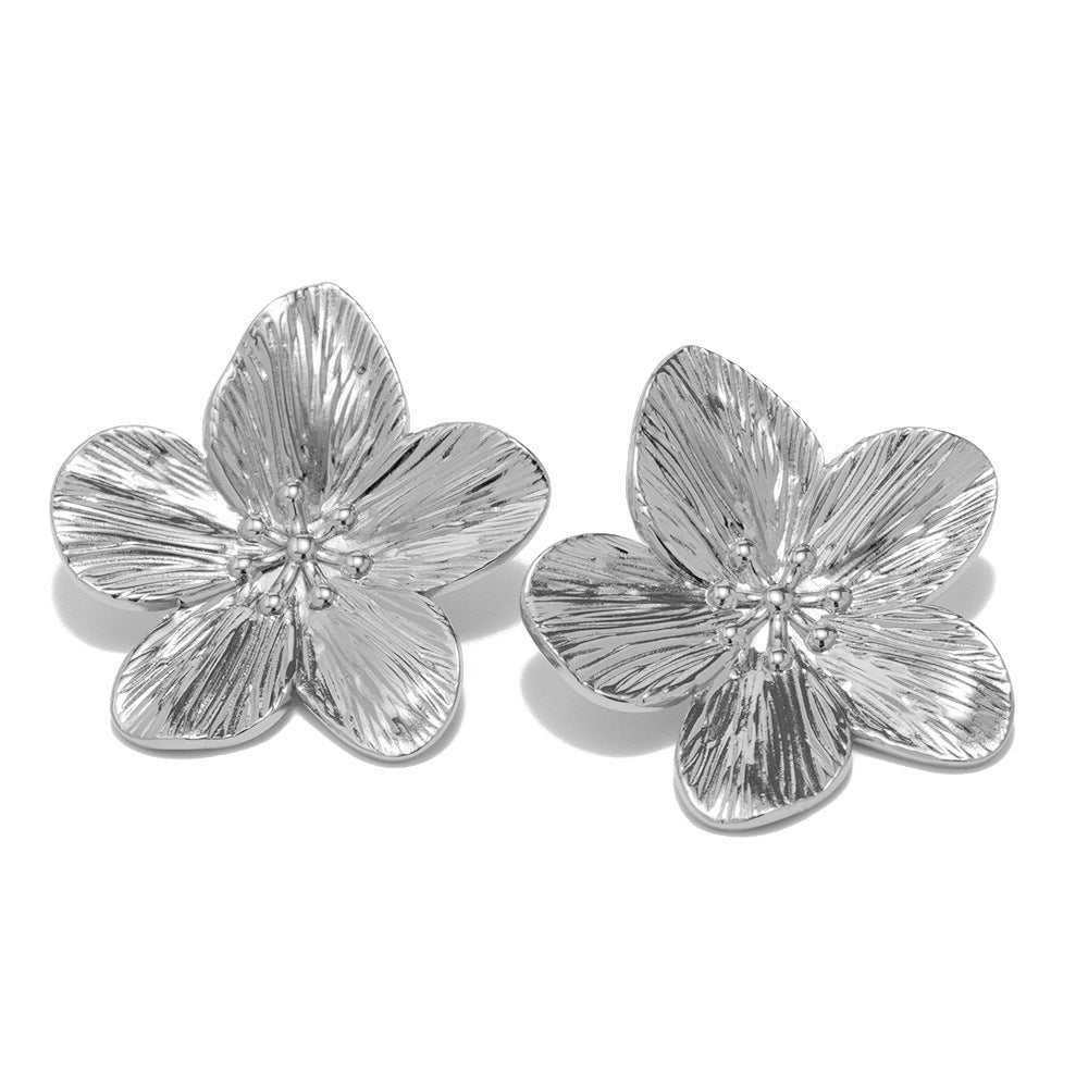 Boucles d'oreilles MAC170 à fleur en alliage, style rétro simple