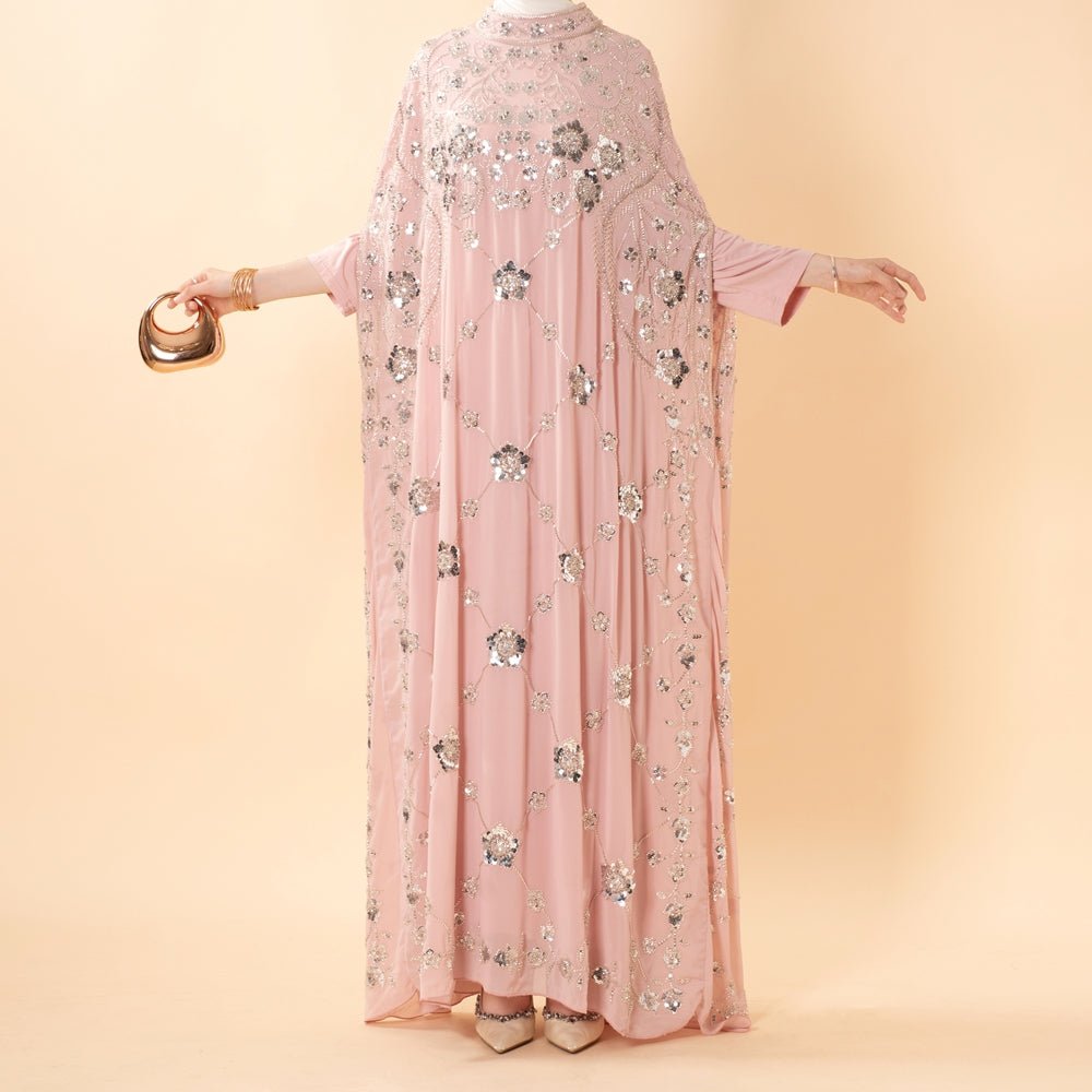 Abaya Batwing Brodée de Paillettes (MA454)