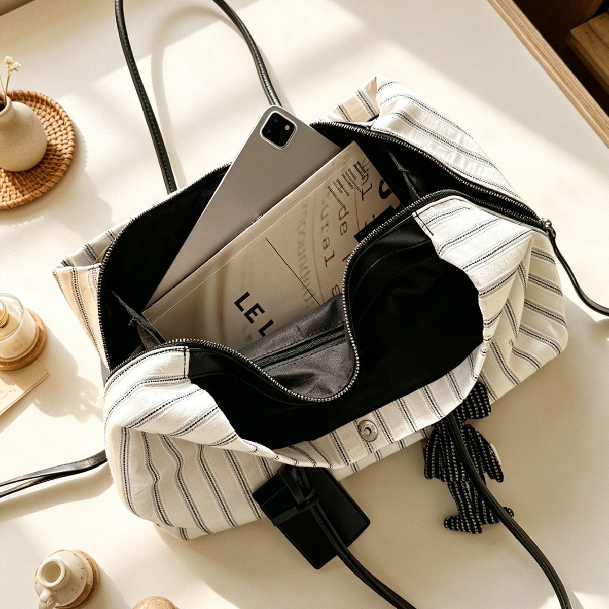 Sac à main rayé grande capacité | Sac de voyage casual (MAC484)