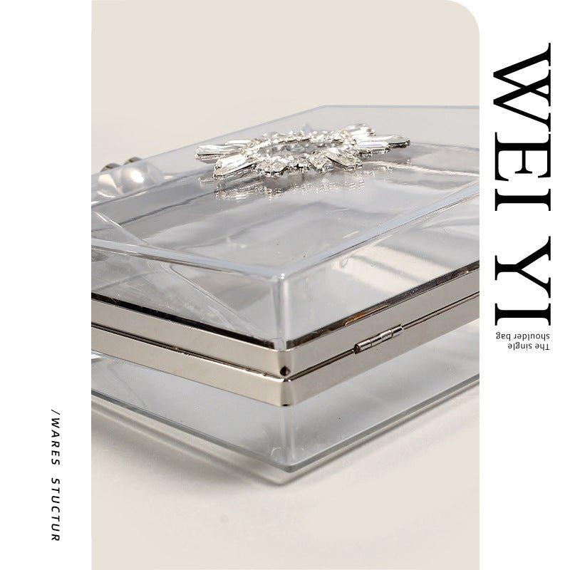 MAC082 Sac Bandoulière à Chaîne en Acrylique Transparent Strassé pour Soirée