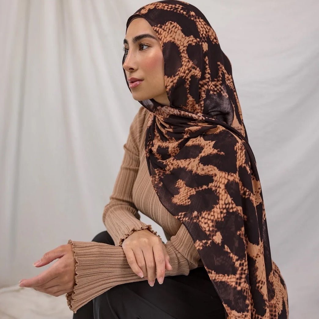 Hijab en coton aquarelle peint, style bohème (MH141)
