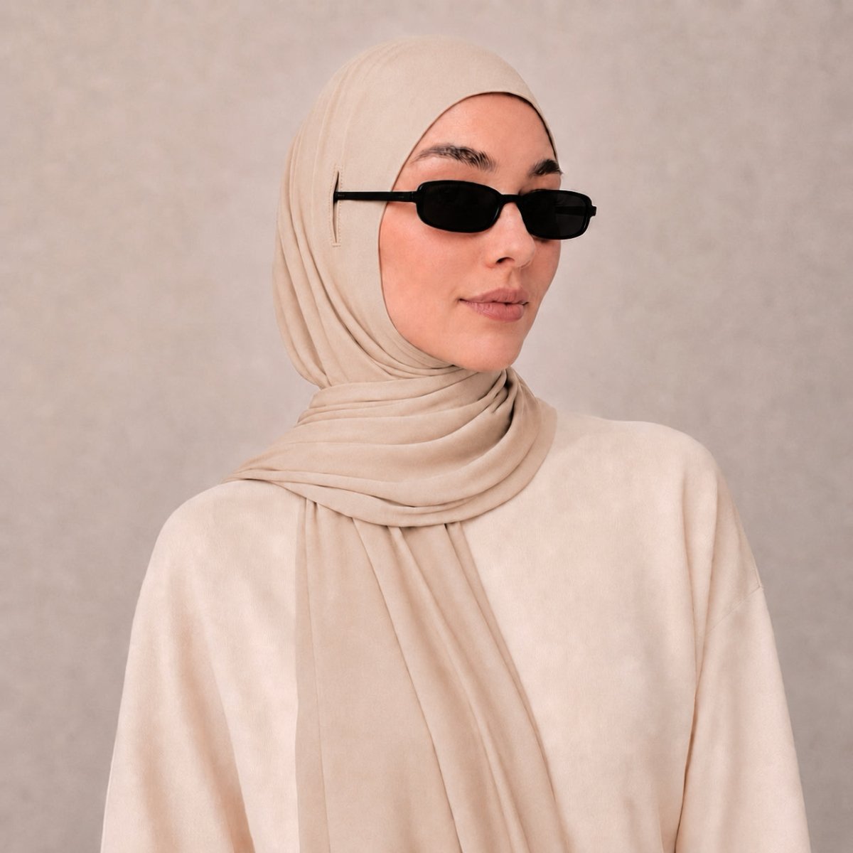 Hijab Long Tail Coton Modal – Hijab Instantané Anti-Glisse, Respirant (MH226)