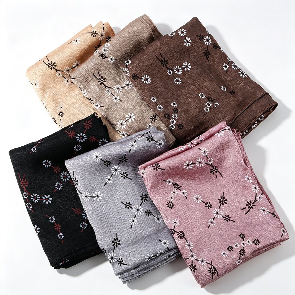 Foulard Hijab Imprimé Fleurs de Marguerite Scintillant (MH245)