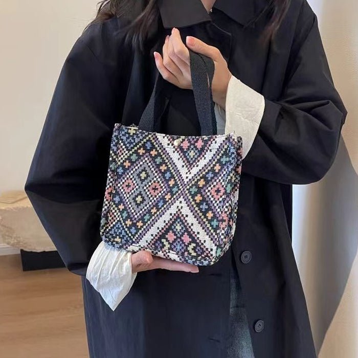 Sac Cabas en Toile Boho Chic - Sac Convertible Spacieux pour le Campus et les Trajets Quotidiens (MAC261)