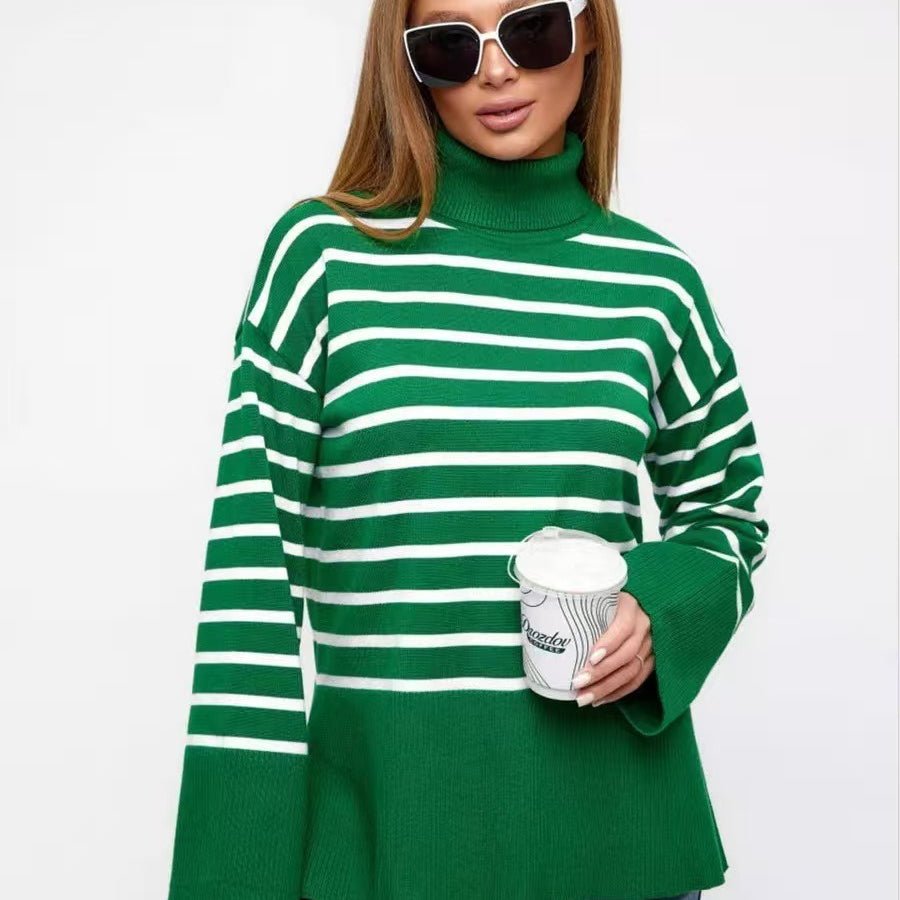 Pull Col Roulé Rayé | Pull Oversize Colorblock (MS252)