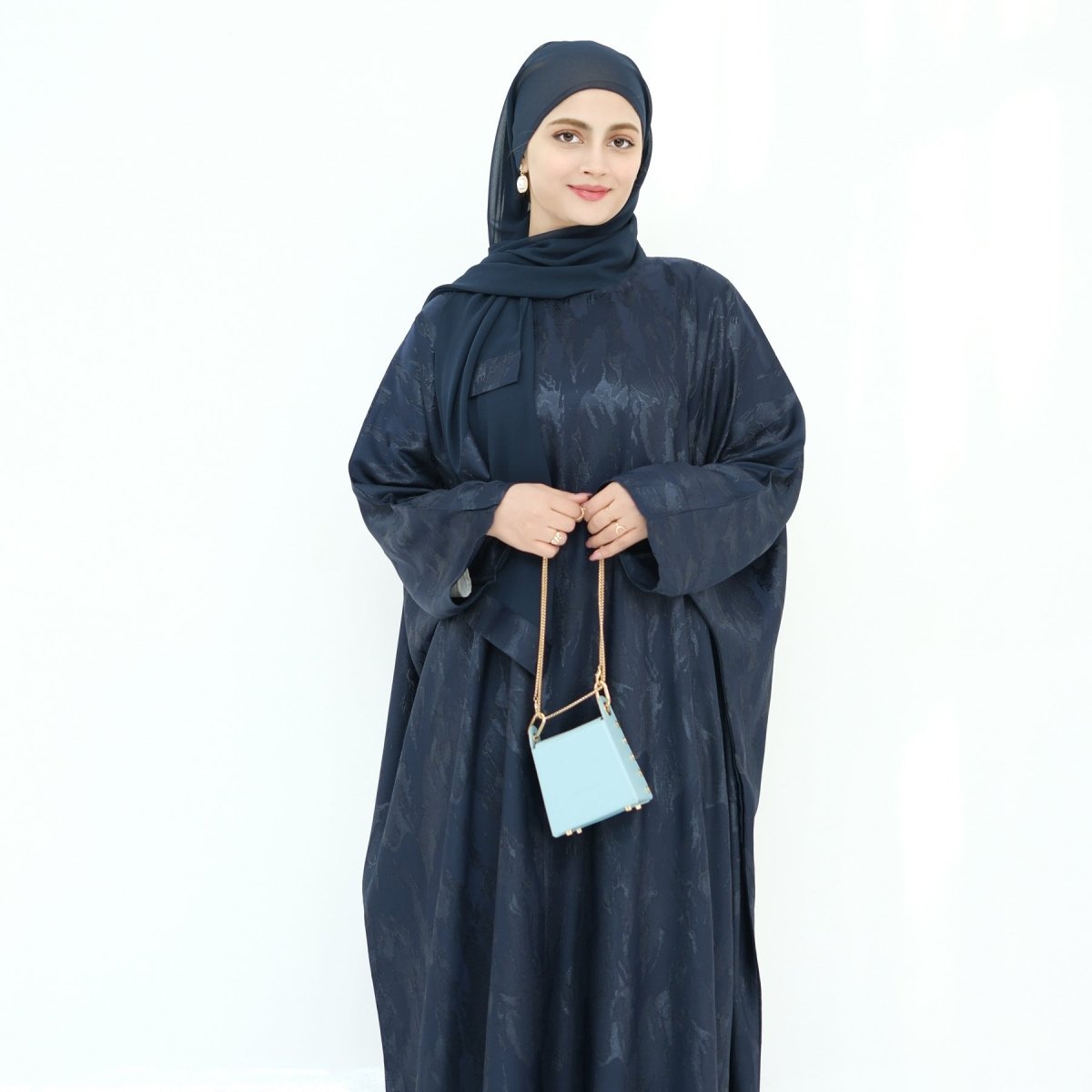 Abaya Maxi Manches Chauve-souris Jacquard (MA447)
